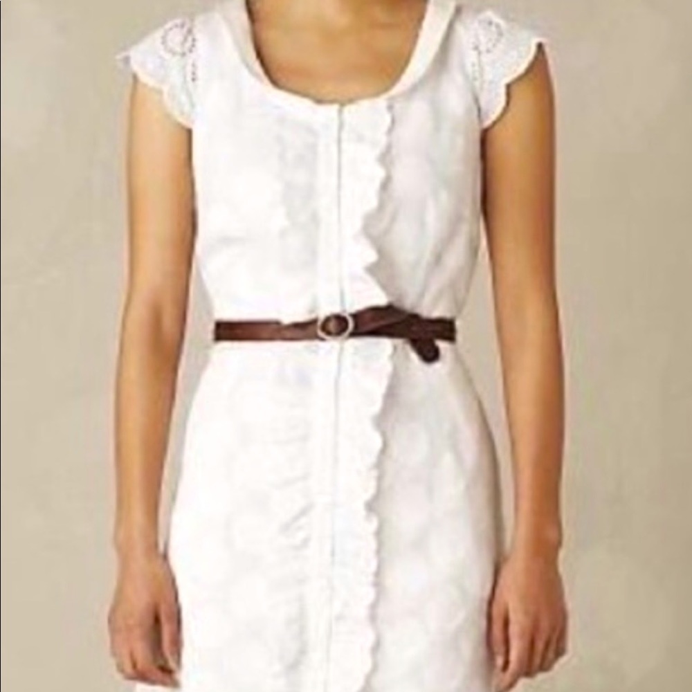 Anthropologie White Polka Dot/Eyelet Dress